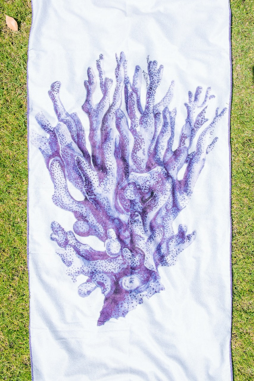 Purple Coral Reef Print Beach Towel