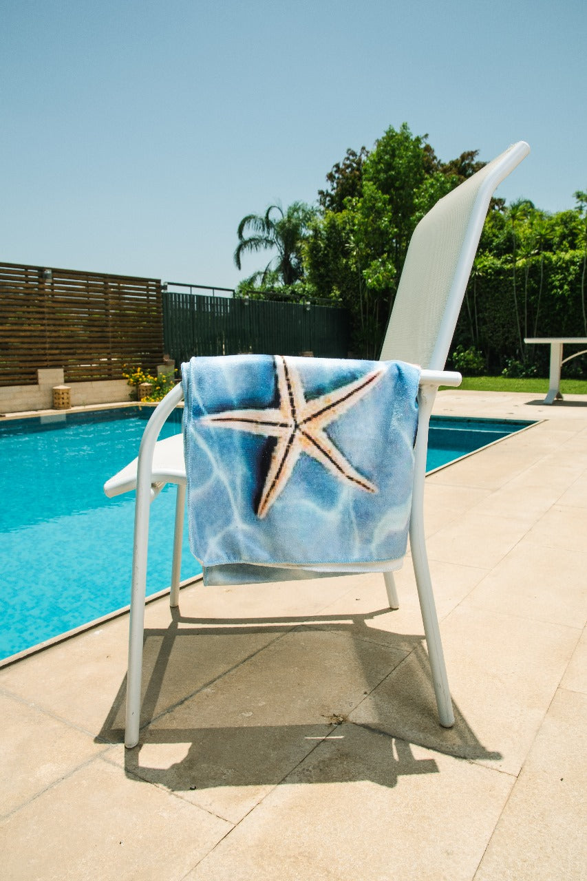 Starfish Pool Print Beach Towel