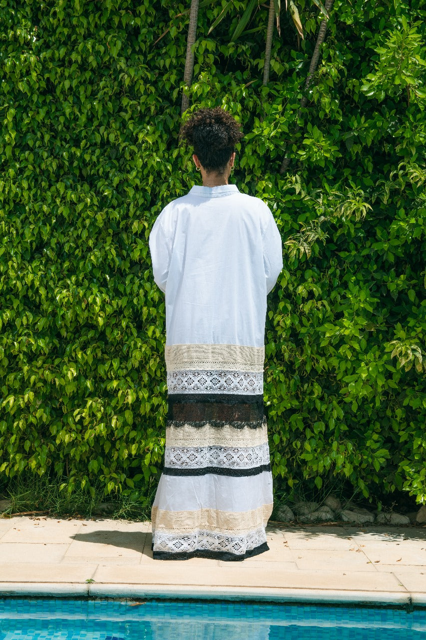 Camila Embroidered Panel Maxi Shirt Dress