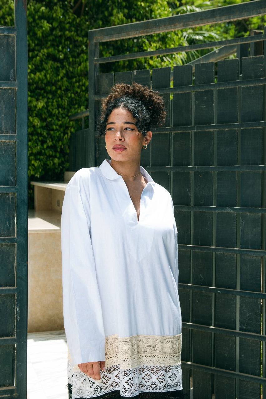 Camila Embroidered Panel Maxi Shirt Dress