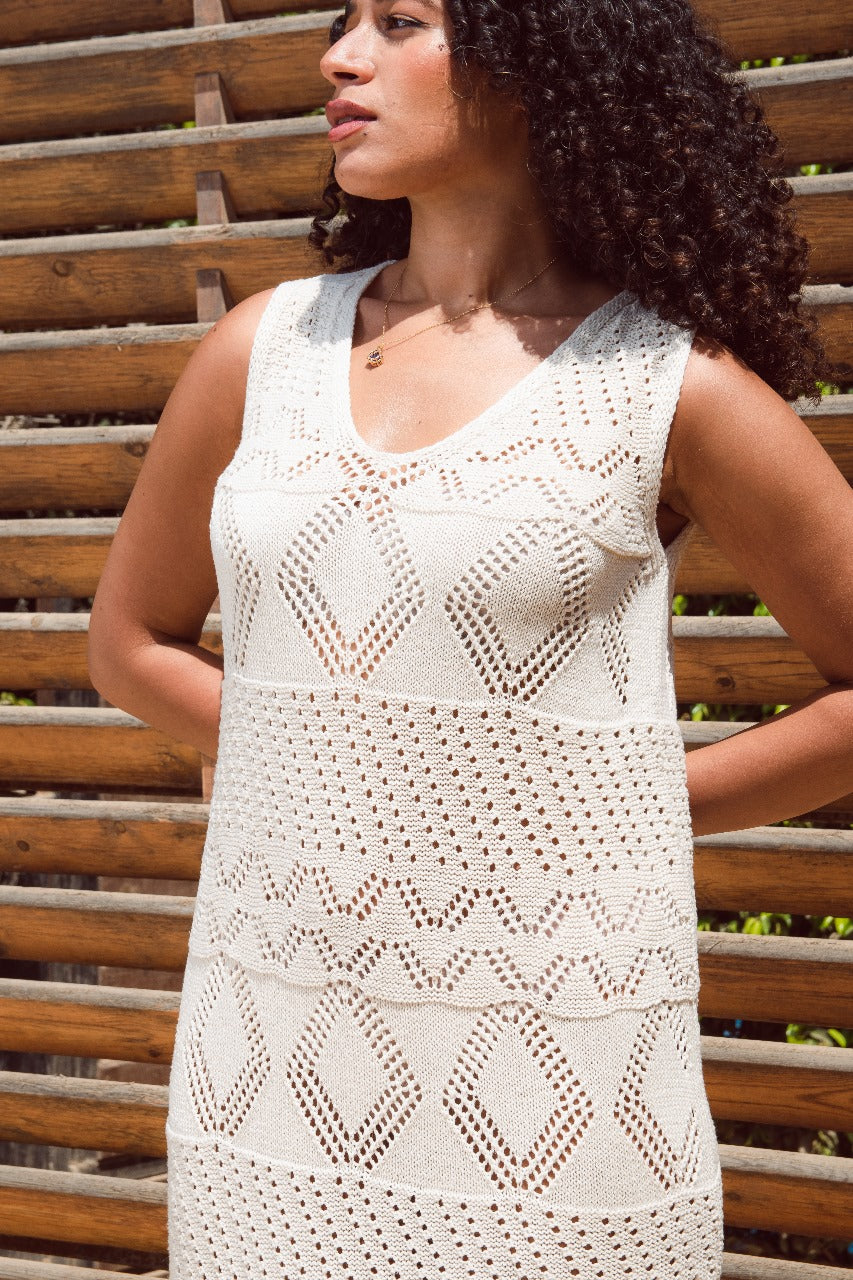 Serena Crochet Knit Cover-Up Dress