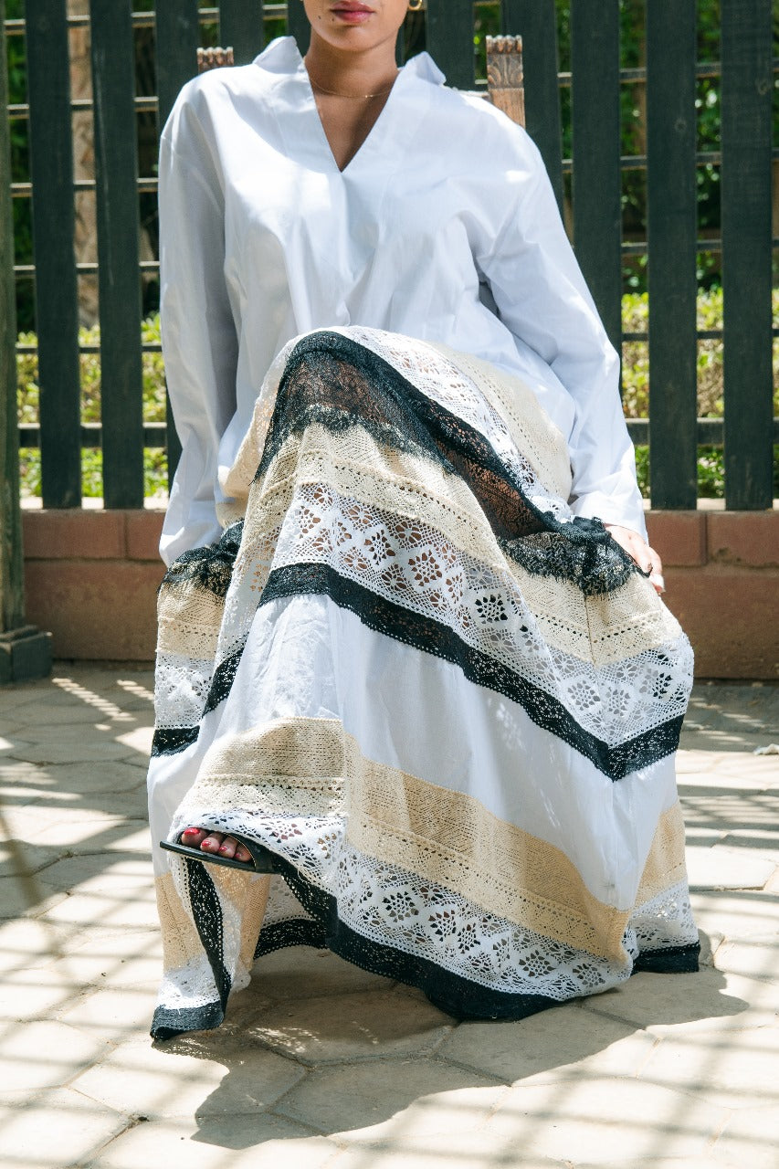 Camila Embroidered Panel Maxi Shirt Dress