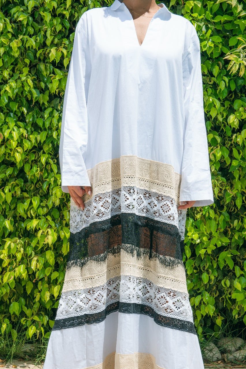 Camila Embroidered Panel Maxi Shirt Dress
