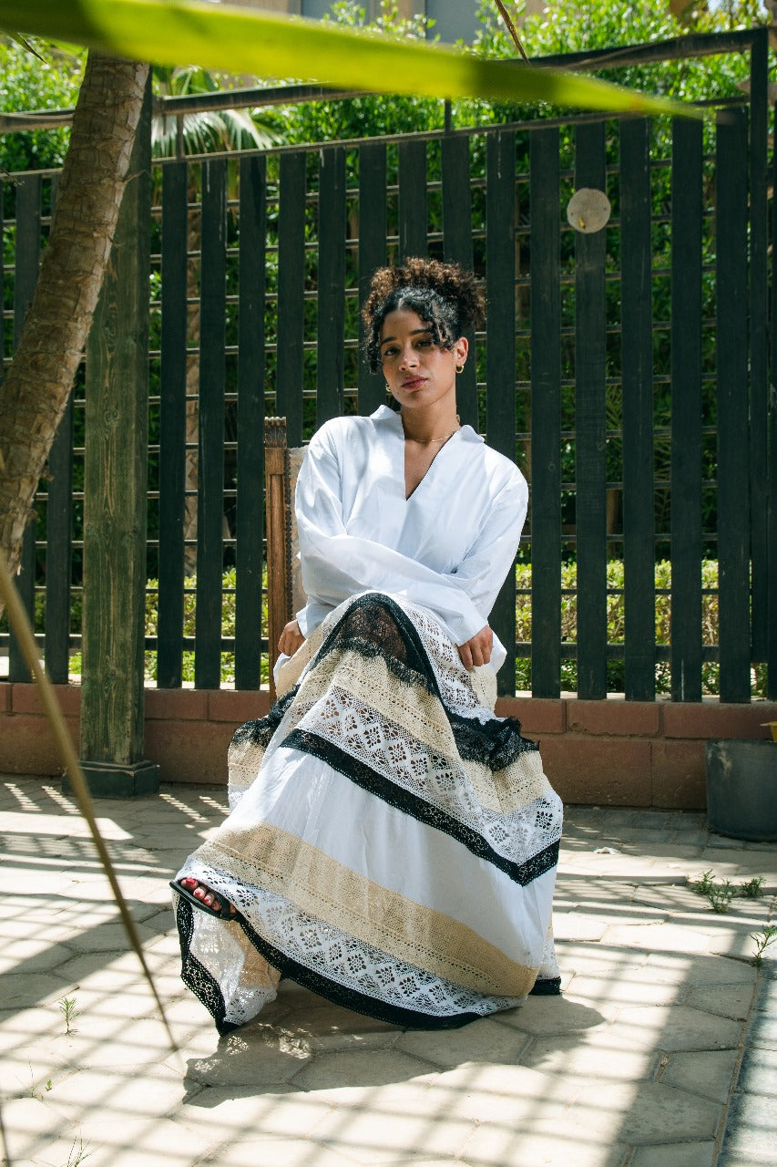 Camila Embroidered Panel Maxi Shirt Dress